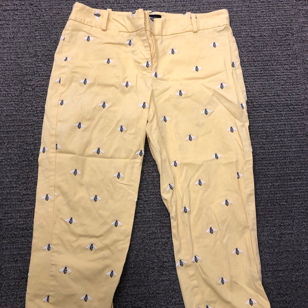 Cropped embroidered preppy Yellow pants 2P